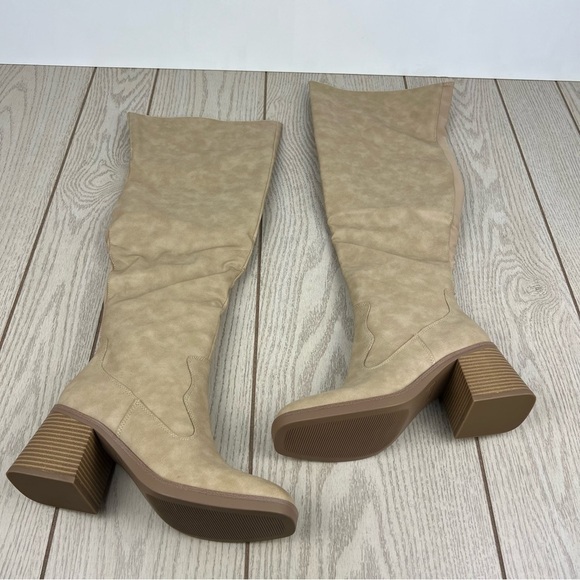 Sun + Stone Women's Vivvii Over-The-Knee Dress Boots 7.5M Cream $100 - Picture 1 of 9
